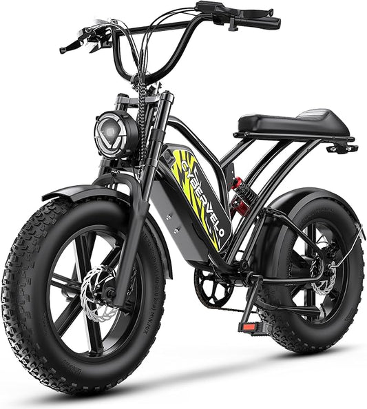 Electric Bike for Adults 1500W Peak 20" Fat Tire All-Terrain E-Bike 80-120Miles 30MPH Electric Dirt Bike for Road Sand Mountain Snow - 48V 20/30AH Battery Powered Electric Motorcycle