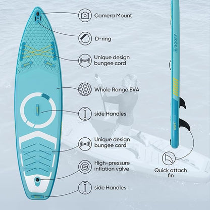 Inflatable Paddle Board,Stand Up Paddle Board Set, Extra Wide SUP Board with Removable Fin, Floating Paddle, Hand Pump, Waterproof Phone Pouch,Traveling Board