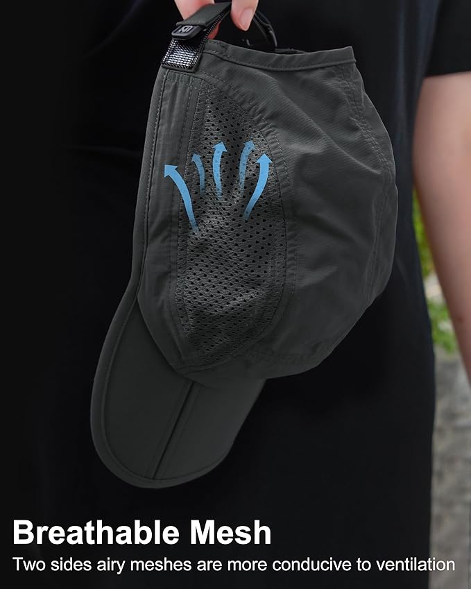 GADIEMKENSD Mens Folding Outdoor Hat Long Brim UPF 50+ Sun Protection