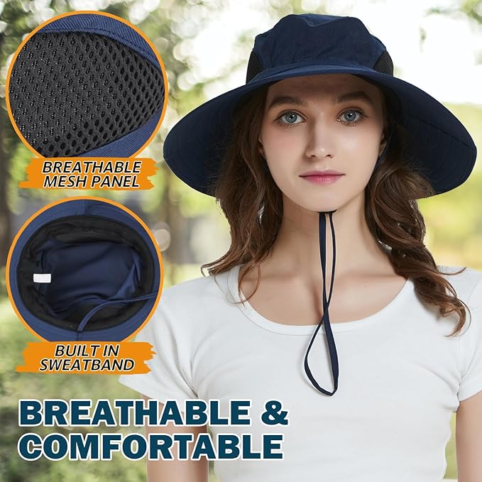 EINSKEY Wide Brim Sun Hat, UPF 50+ UV Protection Waterproof Packable Bucket Hat for Men & Women, Fishing Hiking Beach Garden