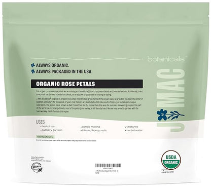 J MAC BOTANICALS Organic Rose Petals, (16 oz - Bulk 1 Pound) Certified USDA Organic, edible, culinary grade dry rose petals, rose petals for herbal tea, cooking and crafts