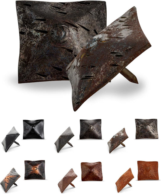 10 Pack 1.5" Square Head Iron Clavos Decorative Nails – Unfinished – Handmade Rustic Square Fasteners for Farmhouse Shutters, Faux Wood, Barn Doors, Shutters, and Gates – Ornamental Wood Accent