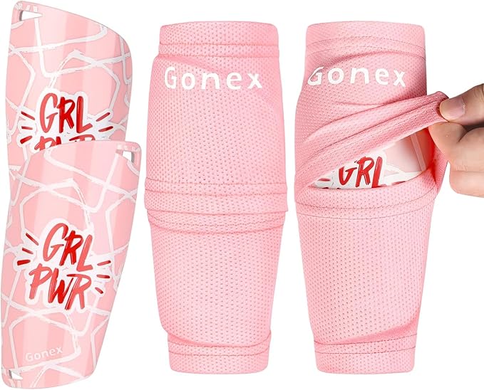 Gonex Soccer Shin Guards for Kids Adult, Youth Boys Girls Shin Guards Slip in Soccer Shin Pad Sleeves Canilleras for Football Games, EVA Cushion Protection Reduce Shocks & Injuries