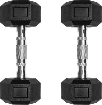 RitFit 5-650 LBS PVC Encased Hex Dumbbell Sets with Optional Rack for Home Gym, Hand weight with Chrome Handle for Strength Training, Workouts
