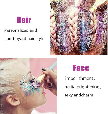 2 Packs White Face Glitter Gel,Singer Concerts Music Festival Rave Accessories,Mermaid Body Glitter Gel,Halloween Hair Sequins Face Glitter Paint Makeup,Sparkling Chunky for Women,100ML