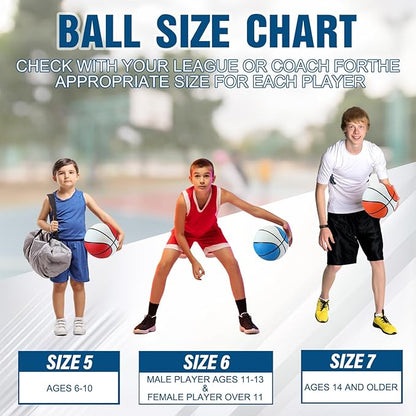 Jenaai 6 Pcs Rubber Basketballs Official Size Bulk Streetballs Multicolor Basket Balls with Pump Plain Basketball Set for Adult Youth Gifts Indoor Outdoor Training Games