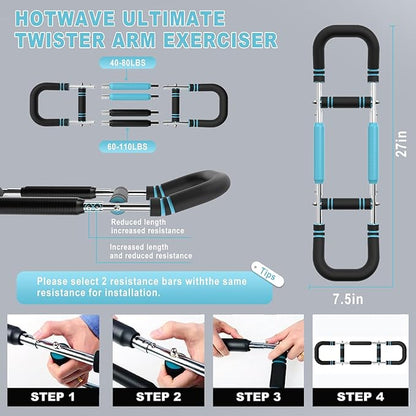 HOTWAVE Twister Arm Trainer with 4 Spring, Chest Workout Equipment Exerciser for Men, Adjustable Arm and Chest Twister Trainer for Women - Portable Home Fitness Equipment for Upper Body Muscle