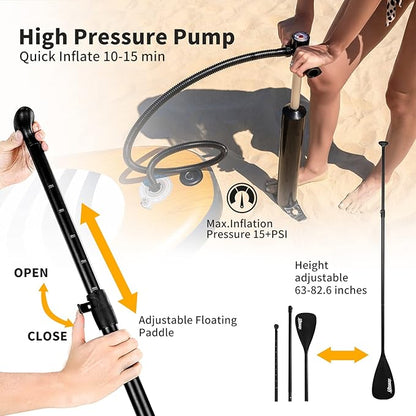 Inflatable Stand Up Paddle Board: Uboway Inflatable Kayak Paddle Board with Premium SUP Accessories, Non-Slip Comfort Deck with Backpack, Bonus Dry Bag & Hand Pump, Sup Board for Yoga Fishing Surf