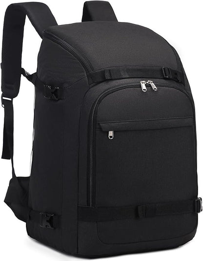 JIANYA Ski Boot Bag, 50L Waterproof Travel Backpack for Snowboard, Ski Helmet, Goggles, Gloves & Accessories, Black