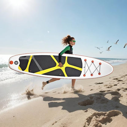 Inflatable Stand Up Paddle Board 10‘x30‘‘- Ultra-Light SUP with Backpack, Pump, Paddle, Coil Leash, 3 Fins, Repair Kit, Stable Design, Non-Slip EVA Deck for Adults & Youth