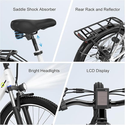 1000 Peak Electric Bike for Adults,up 80 Miles Removable Battery Ebike, 26" Electric E Bike with 7-Speed,Adult Electric Bicycles for Commute Beach Snow Womens All Terrain