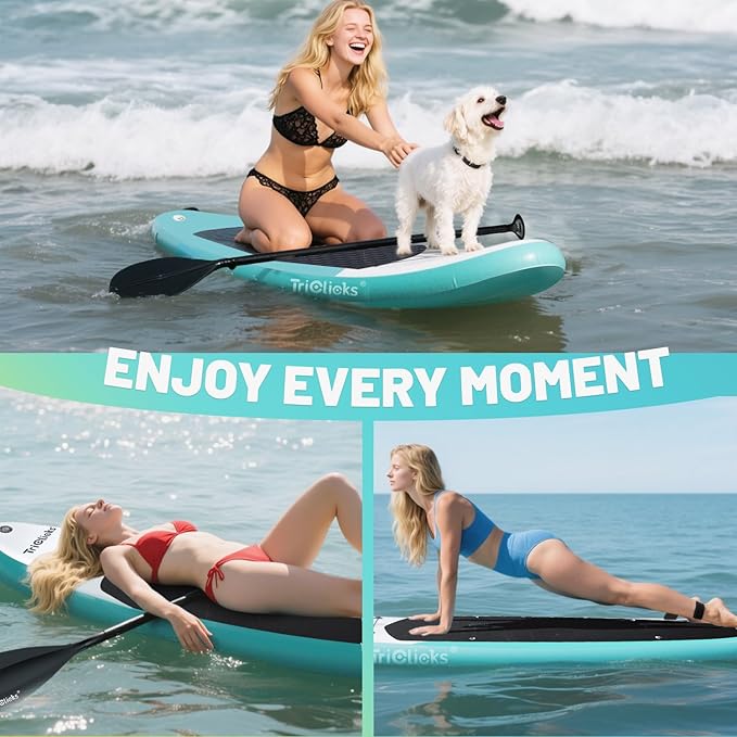 10' Inflatable Stand Up Paddle Board, Ultra-Light Wide Yoga Board for All Skill Levels with Premium SUP Paddleboard Accessories, 84L Waterproof Bag, Non-Slip Comfort Deck for Youth & Adults