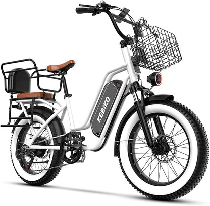 1500W Electric Bike for Adults,48V 20/60Ah Removable Battery Max Range 80Miles & 30MPH Electric Bicycle,20''×4" Fat Tire Ebike,Adult Electric Bicycles for Commute Beach Snow,E-Bike UL Certified