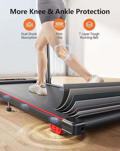 3 in 1 Under Desk Treadmill with 10% Incline, Walking Pad Treadmill with Removable Desk Workstation, Adjustable Height for Different Need, Foldable for Home Small Office