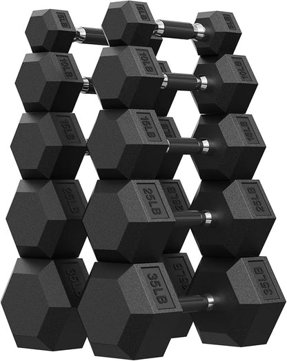 Hex Dumbbell Set, 30-480 lb Set Rubber Encased Exercise & Fitness Dumbbells, Weights Dumbbells Set, Hand Weight for Strength Training