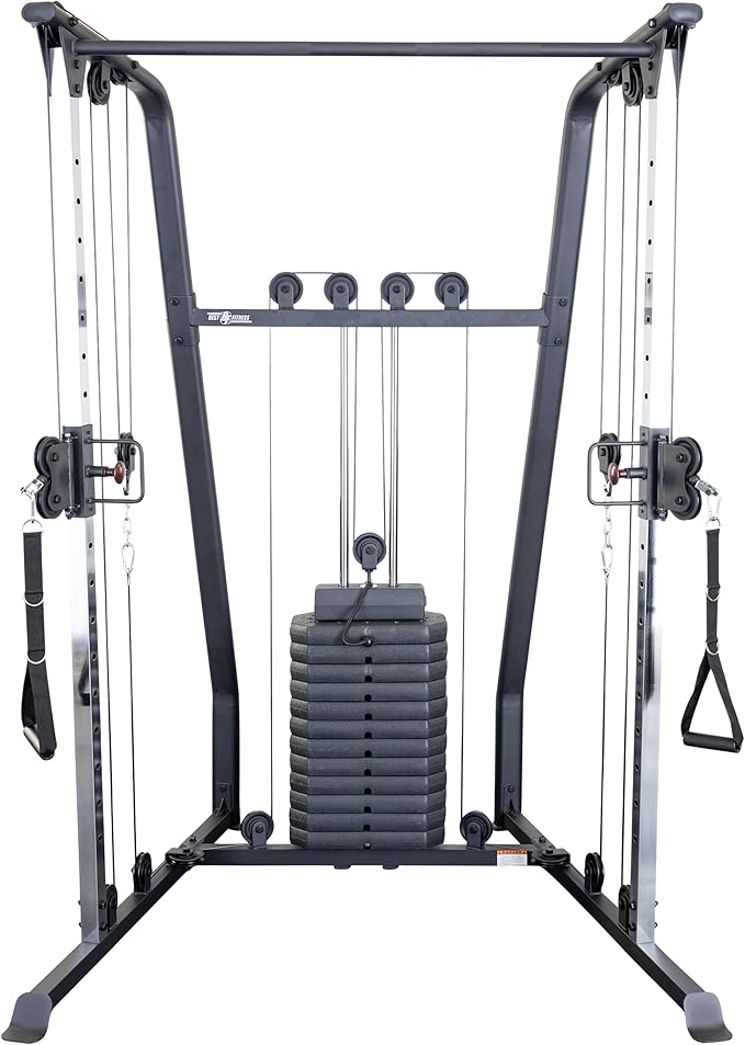 Body-Solid Best Fitness Functional Trainer Cable Machine, Full Body Workout Weight Stacks, Chest and Shoulder Exercise Home Gym LAT Pulldown Machines with 190lb Weights Stack, Midnight Black