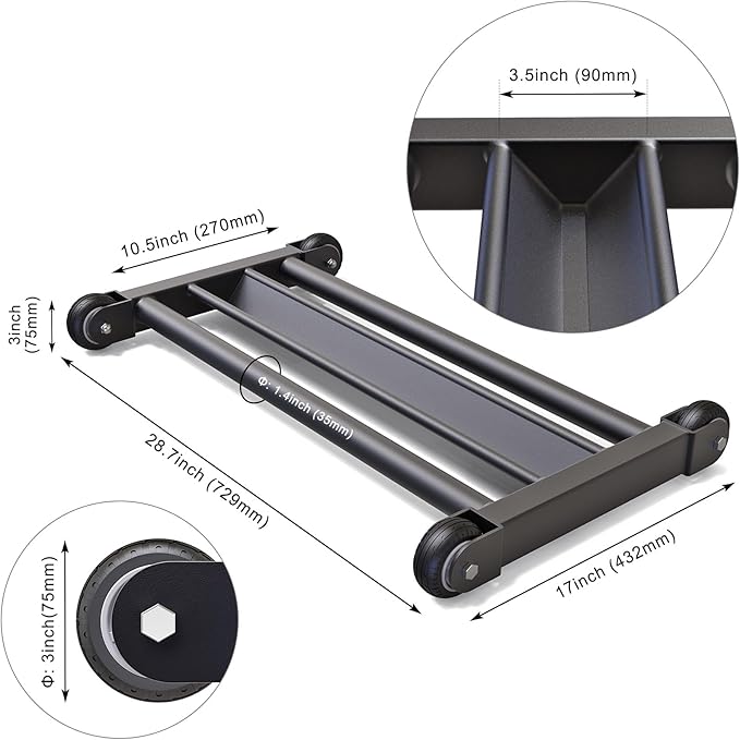 Glute Ham Glider, Multi-Functional Hamstring Roller with Smooth Wheels, V-Bar for Hamstring Curls, Ab Glider Workout & Core Strength Training