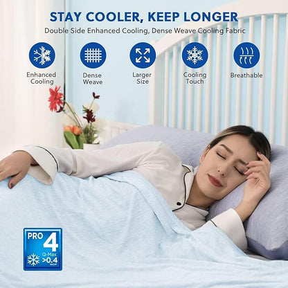 HOMFINE Cooling Blankets for Hot Sleepers - Summer Blanket Thin Lightweight Breathable Soft Double Side Enhanced Cooling for Bed Couch Sofa, Keep Cool for Night Sweats (Light Blue, 90 x 90 inches)
