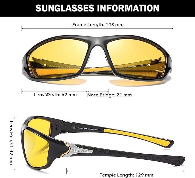 FAGUMA Sports Polarized Sunglasses For Men Cycling Driving Fishing UV400 Protection