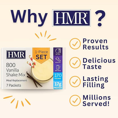 3-Pack HMR 800 Shake Meal Replacement Mix | Vanilla Shake Powder to Support Healthy Weight Loss | 17g of Protein | Easy to Make | Low Calorie Food | Triple Pack, 21 Single Serves