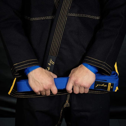 Gold BJJ Jiu Jitsu Belt - Premium Belts with Rank Bar for Stripes - IBJJF Competition Approved