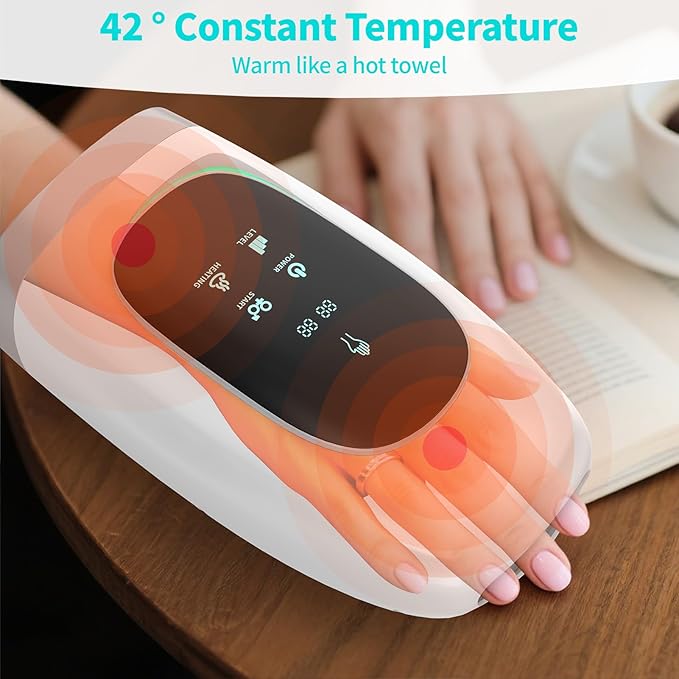 Hand Massager, Cordless Hand Massager with Heat and Compression for Arthritis and Carpal Tunnel, 3 Modes, 5 Intensity Levels, 15-Minute Timer