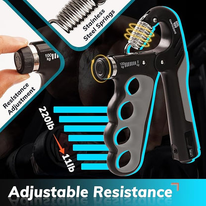 Grip Strength Trainer, Adjustable Resistance 11-220 Ibs Forearm Strengthener,Hand Grip Strengthener With Digital Counter,Improve Wrist Strength,Hand Recovery Exercises