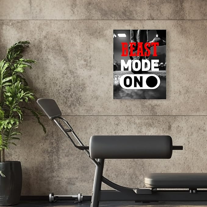 Inspirational Gym Wall Decor,Fitness Quotes Wall Art,Beast Mode on Canvas Wall Decor for Home Gym