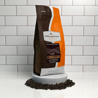 Fresh Roasted Coffee, Correggio Italian Craft Artisan Blend, 2 lb (32 oz), Dark Roast, Kosher, Whole Bean