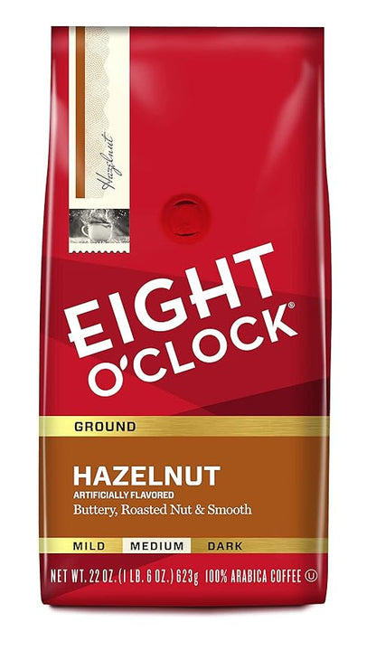 Eight O'Clock Ground Coffee, Hazelnut, 22 Ounce