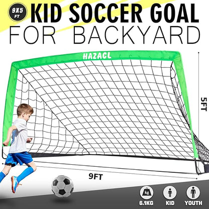 Kids Soccer Goal for Backyard, 6x4 9x5 FT Portable Soccer Nets Pop Up with Ball, Agility Ladder, Cones, Target & Carry Bag for Toddler Youth Outdoor Indoor Training Practice Sports Games Play