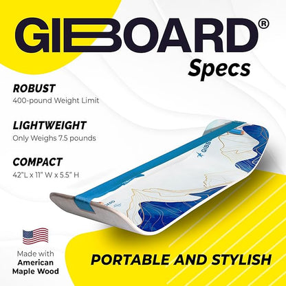 GIBBON SlackBoard - GiBoard Balance Board Kids & Adults - Slackline Balance Trainer - Slack Board Core Workout Equipment Home Gym Training - Standing Desk Exercise - Yoga, Agility, Pilates & More