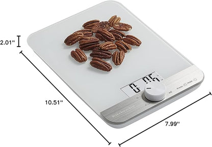 KitchenAid KQ908 Glass Surface 11 Pound Capacity Digital Kitchen and Food Scale, White