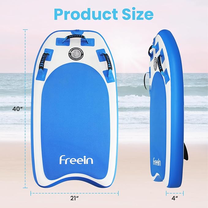 Freein Body Board Inflatable, Surfboards BodyBoards for Beach River, Foldable Design for Easy Storage and Transport Anywhere