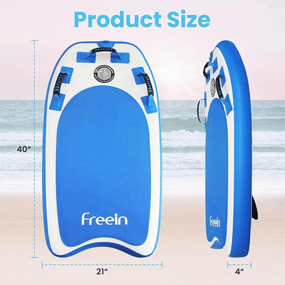 Freein Body Board Inflatable, Surfboards BodyBoards for Beach River, Foldable Design for Easy Storage and Transport Anywhere