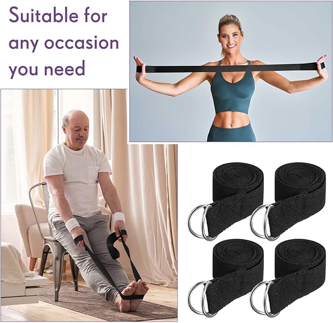Jerify 10 Pcs Yoga Strap for Stretching Bulk 6ft Exercise Stretch Band with Metal D Ring Adjustable Pilates Non Elastic Yoga Stretch Belt for Women Men Physical Fitness Gym Workout Dance