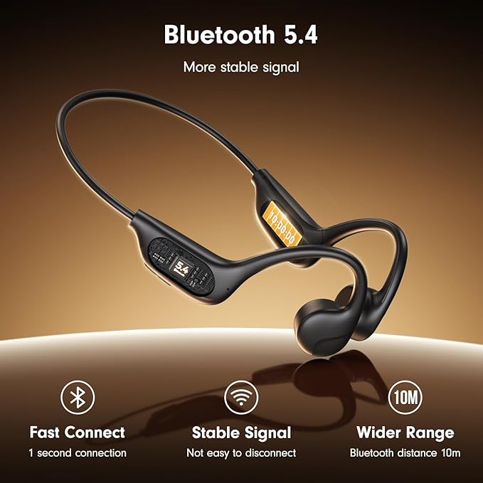 Bone Conduction Headphones,Open Ear Headphones Bluetooth 5.4 with Mic,10H Playtime,Bone Conduction Earbuds IPX5 Waterproof,Sports Headphonefor Running,Gym,Hiking,Cycling