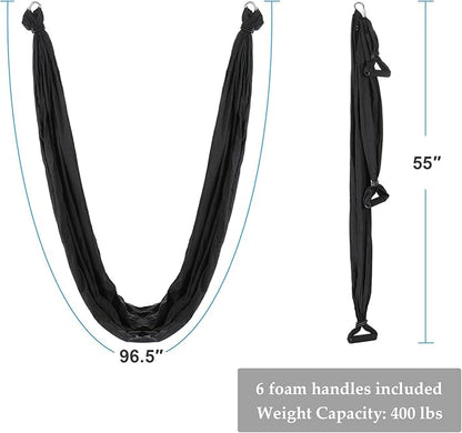 ZELUS Aerial Yoga Swing Sling Strong Yoga Hammock Kit Set Trapeze Inversion Equipment Include 2 Extensions Straps and Ceiling Mounting Kit