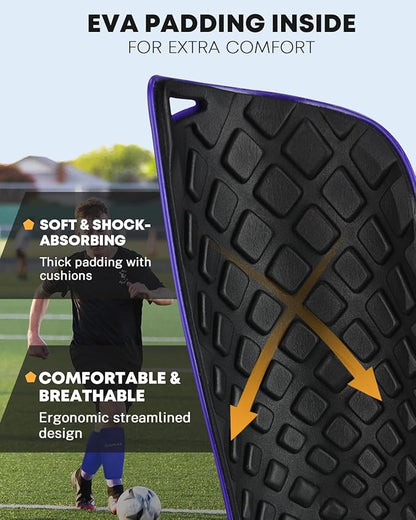 Gonex Soccer Shin Guards for Kids Adult, Youth Boys Girls Shin Guards Slip in Soccer Shin Pad Sleeves Canilleras for Football Games, EVA Cushion Protection Reduce Shocks & Injuries
