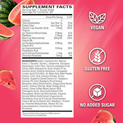 EHP Labs OxyShred Pre Workout Powder - Preworkout Powder with L Glutamine & Acetyl L Carnitine, Energy Boost Drink - Juicy Watermelon, 60 Servings