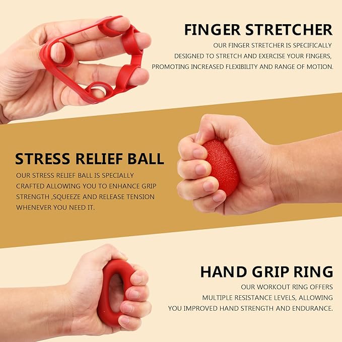 11PCS Grip Strength Trainer Kits, Hand Gripper Strengthener, Forearm Strengthener, Finger Strengthener, Finger Exerciser, Hand Exerciser, Stress Relief Ball, Grip Ring, for Muscle Building, Recover Hand Injury