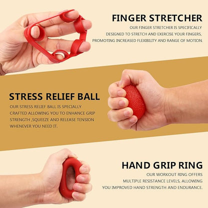 11PCS Grip Strength Trainer Kits, Hand Gripper Strengthener, Forearm Strengthener, Finger Strengthener, Finger Exerciser, Hand Exerciser, Stress Relief Ball, Grip Ring, for Muscle Building, Recover Hand Injury
