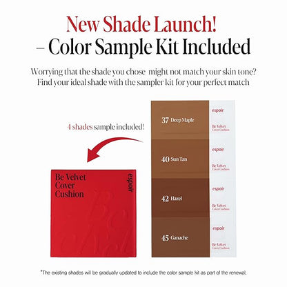 espoir [NEW] Be Velvet Cushion Foundation | Quick and Easy Coverage with Long-lasting Color by Zero Oxidation (#34.5 Golden Olive, 0.46 Ounce (Pack of 1))