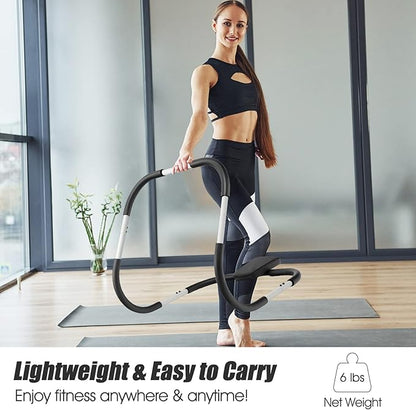 GYMAX Ab Cruncher, Abdominal Trainer Sit up Assistant Roller with Padded Headrest, Fitness Exercise Training Machine for Core Muscle, Home Gym Portable Ab Mat Trainer (White)