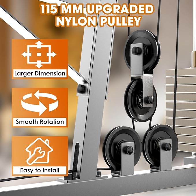114mm/4.5" Universal Nylon Bearing Pulley System, Gym Workout Cable Pulley Wheel & Weight Attachment Replacementfor Home Gym, Pulldown Smith Machine, Garage Lifting Equipment