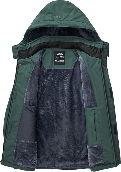 ELLSWOS Men's Waterproof Ski Jacket Winter Snow Coat Warm Hooded Raincoat Windproof Windbreakers