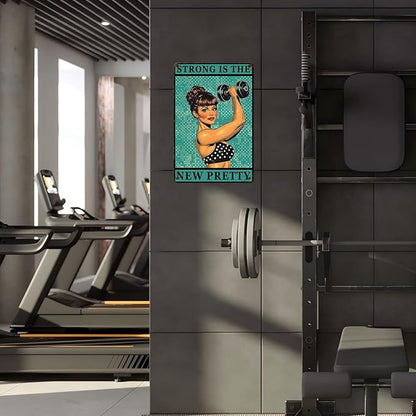 Gym Room Sign Weightlifting Metal Poster Strong Is The New Pretty Motivational Sign for Gym Workout for Home Fitness 12 * 8inch