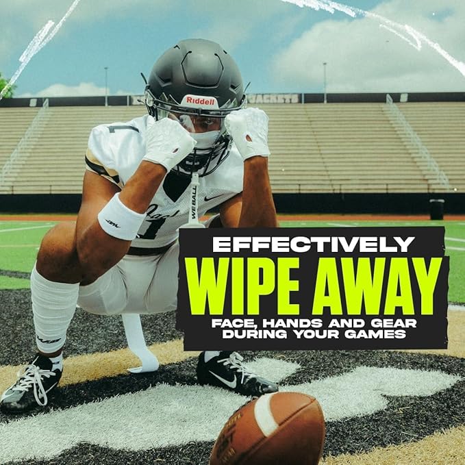 Streamer Football Towel, Sports Towel with Hook and Loop Fastener to Clean Football Visor and Gloves (Navy, Adult)