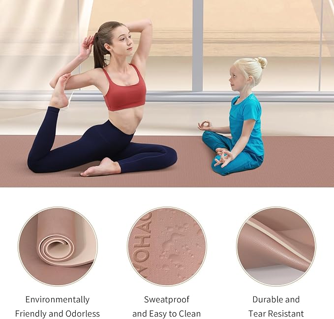 Extra Thick 8mm Yoga Mat, 72"x28" Non Slip Exercise Mat, Reversible 2-Sided Dual Color Premium POE Material, with Carrying Strap for Yoga, Pilates, Home Gym