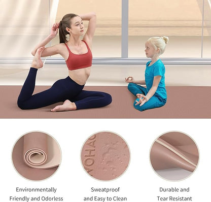 Extra Thick 8mm Yoga Mat, 72"x28" Non Slip Exercise Mat, Reversible 2-Sided Dual Color Premium POE Material, with Carrying Strap for Yoga, Pilates, Home Gym